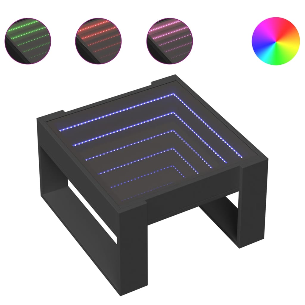 Salongbord Sofabord Svart med Infinity LED 50x53x30 cm