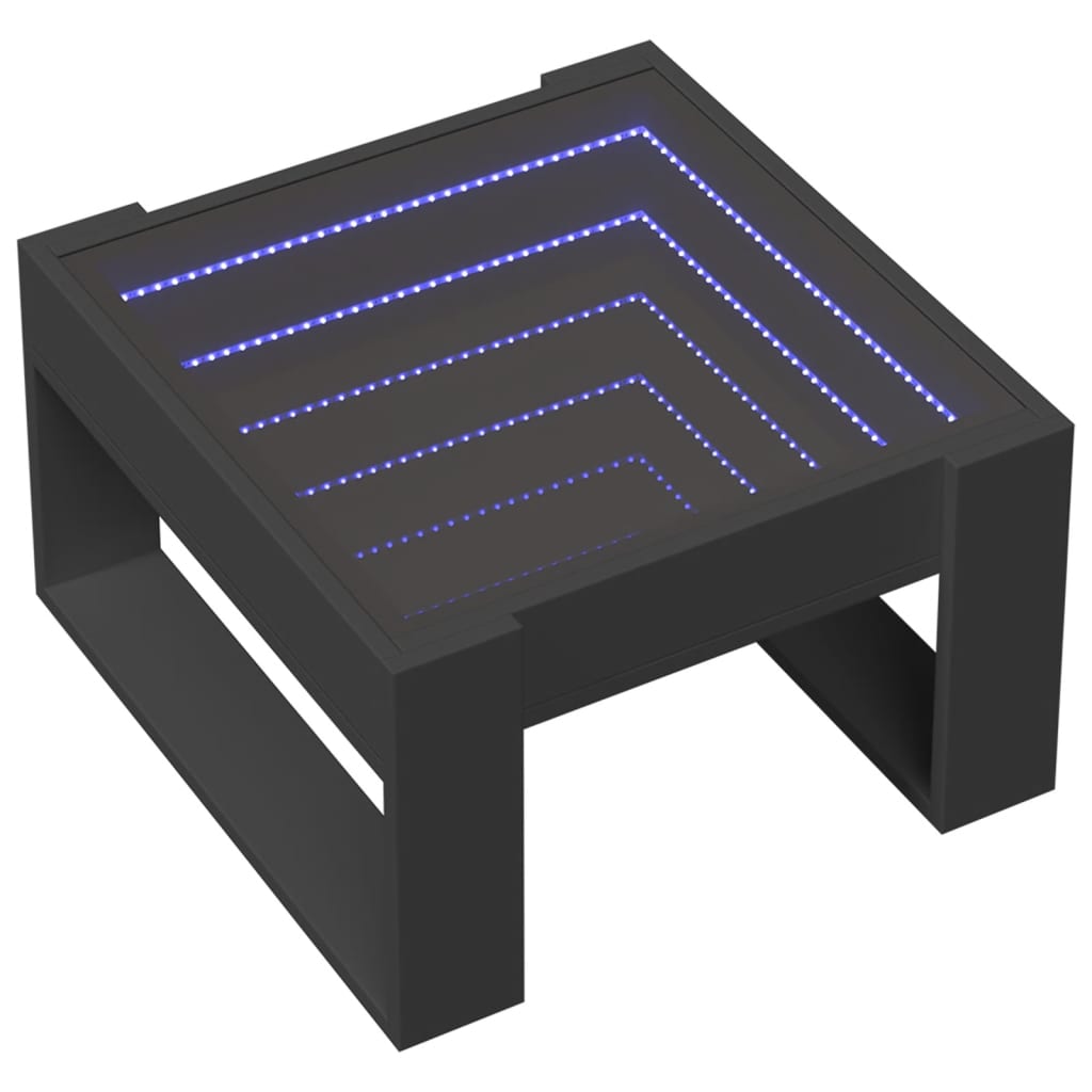 Salongbord Sofabord Svart med Infinity LED 50x53x30 cm