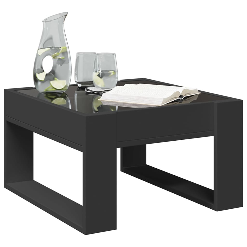 Salongbord Sofabord Svart med Infinity LED 50x53x30 cm