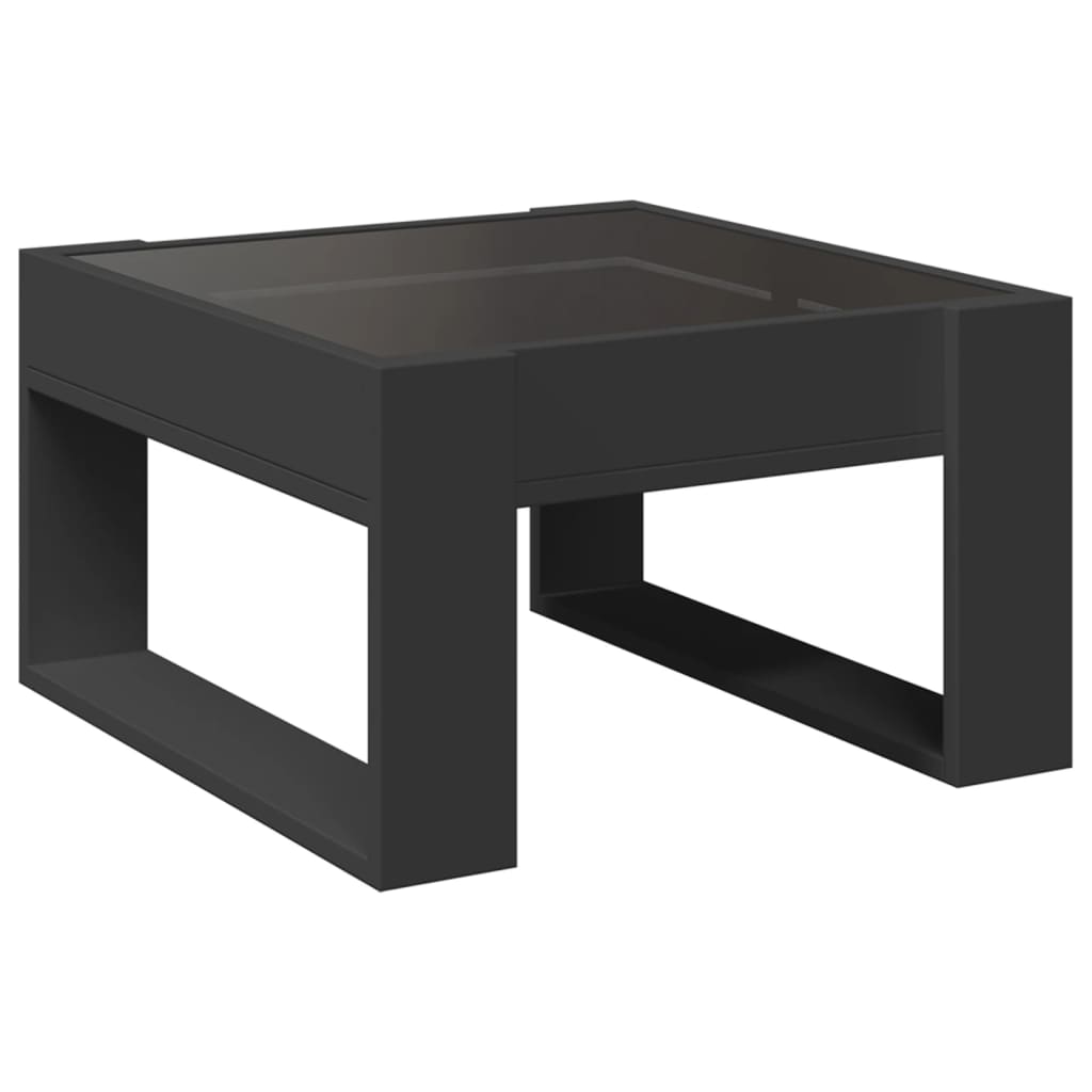 Salongbord Sofabord Svart med Infinity LED 50x53x30 cm