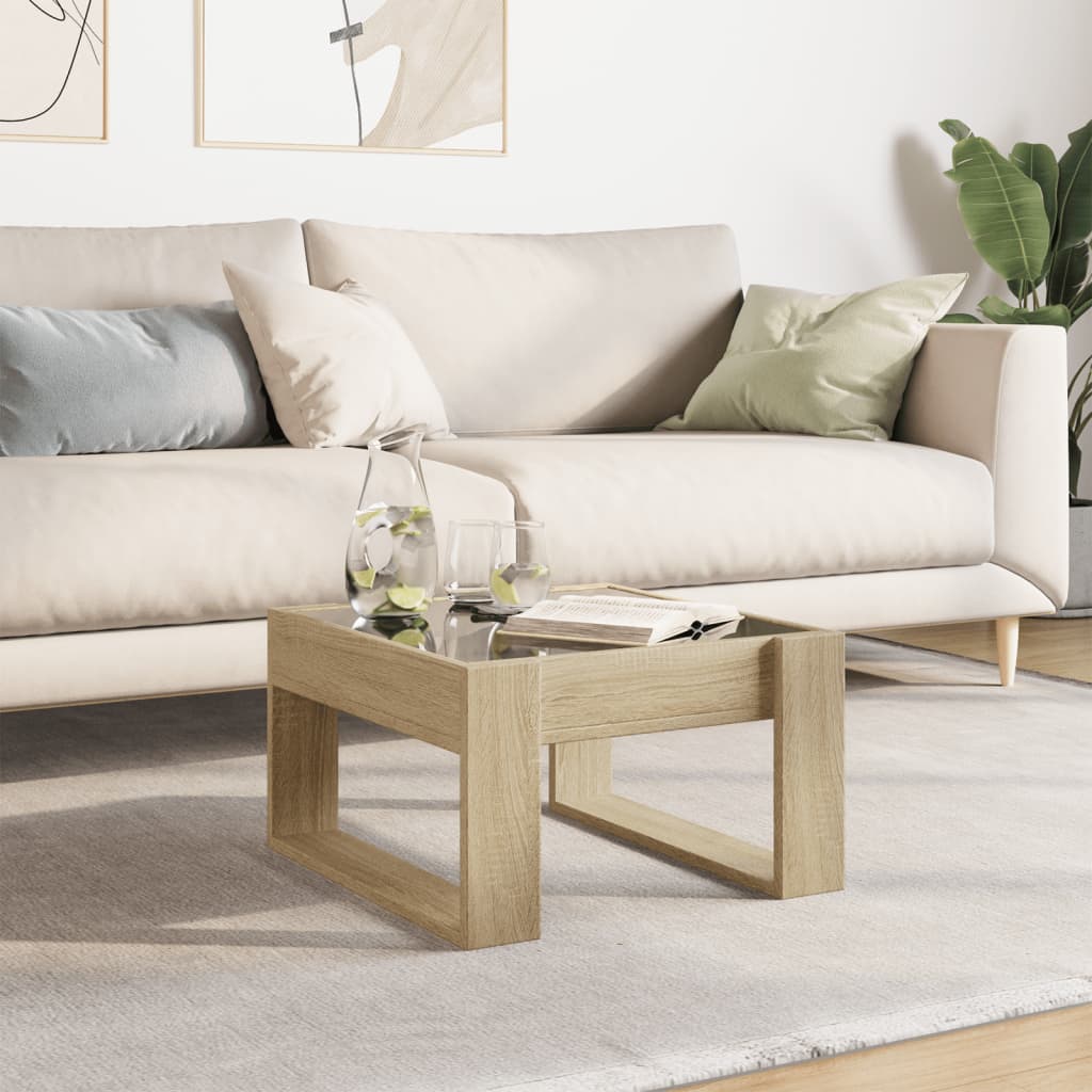 Salongbord Sofabord Sonoma Eik med Infinity LED 50x53x30 cm