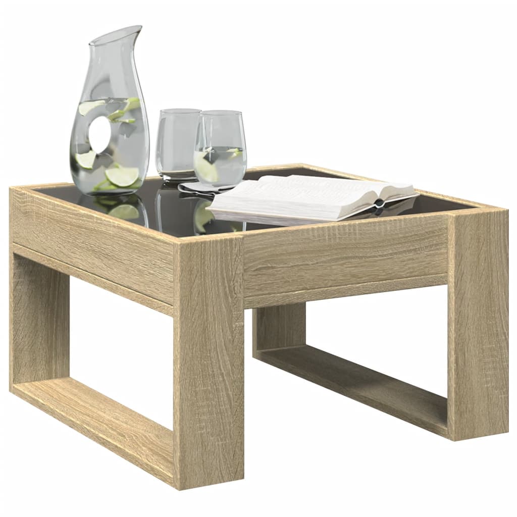 Salongbord Sofabord Sonoma Eik med Infinity LED 50x53x30 cm