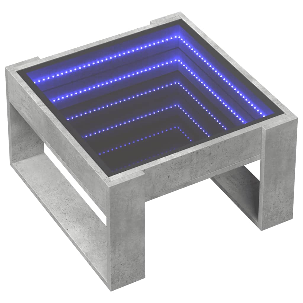 Salongbord Sofabord Betonggrå med Infinity LED 50x53x30 cm