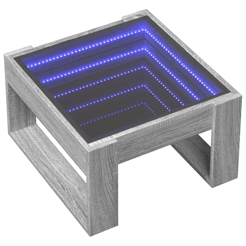 Salongbord Sofabord Sonoma Grå med Infinity LED 50x53x30 cm