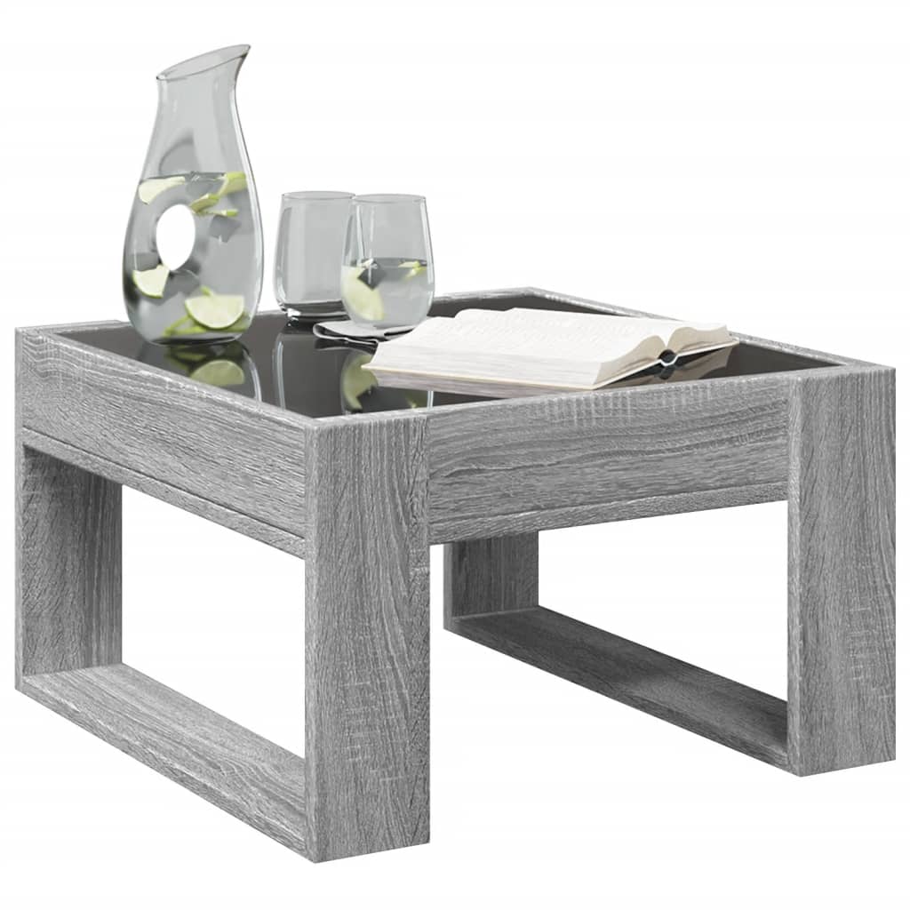 Salongbord Sofabord Sonoma Grå med Infinity LED 50x53x30 cm