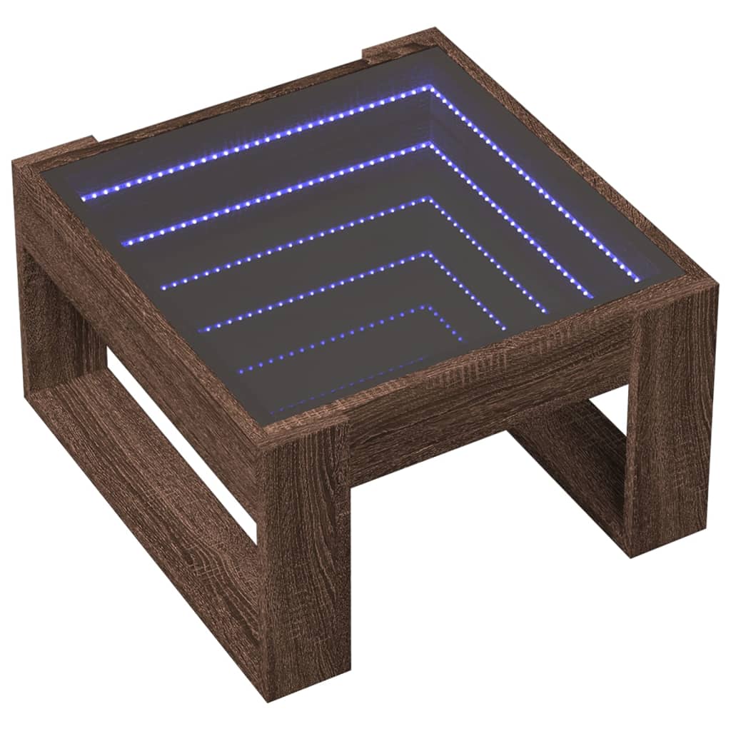 Salongbord Sofabord Brun Eik med Infinity LED 50x53x30 cm