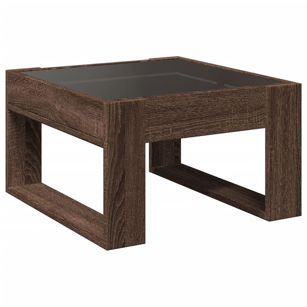 Salongbord Sofabord Brun Eik med Infinity LED 50x53x30 cm