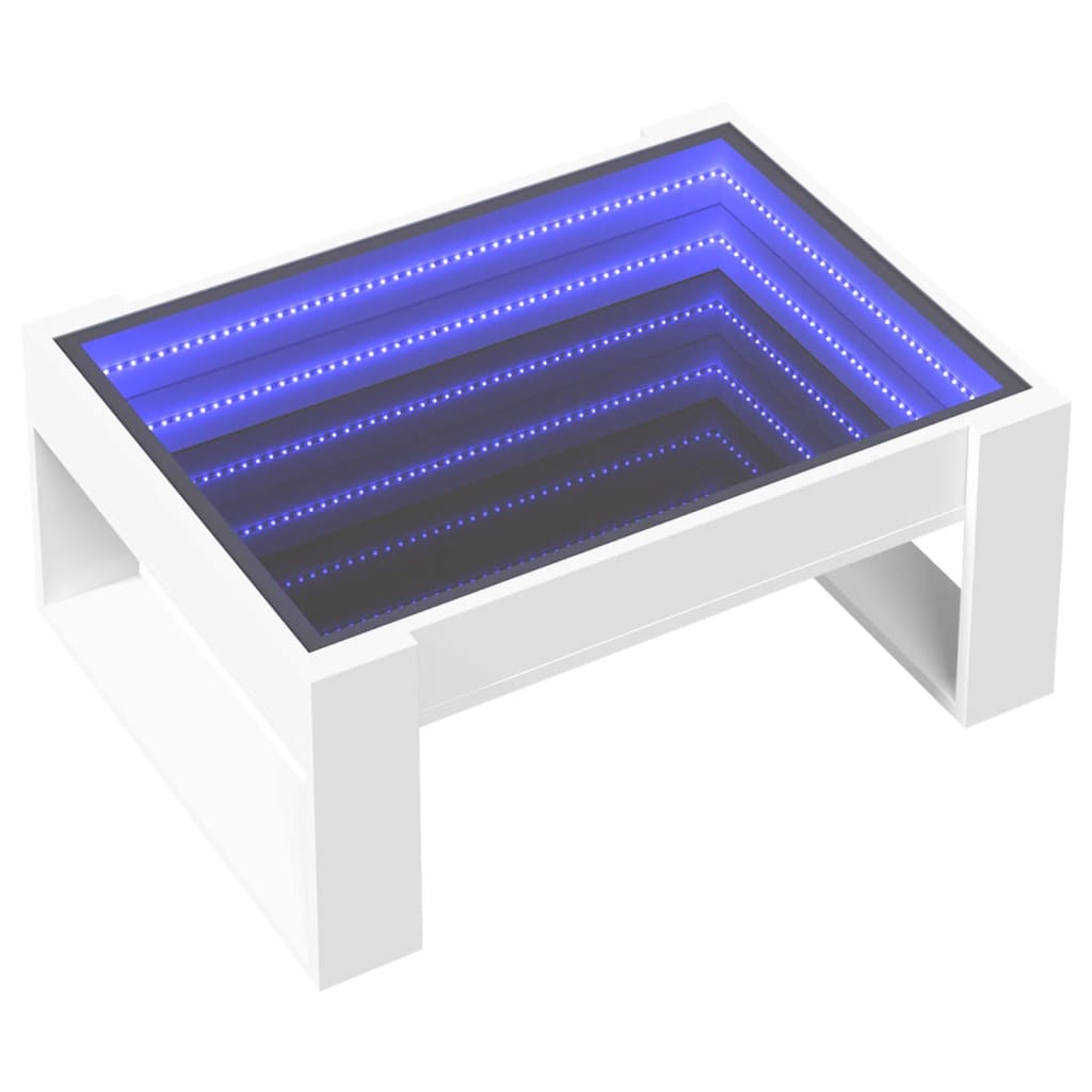 Salongbord Sofabord Hvit med Infinity LED 70x53x30 cm