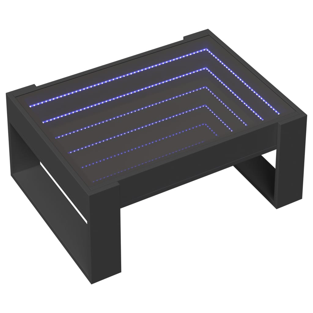 Salongbord Sofabord Svart med Infinity LED 70x53x30 cm