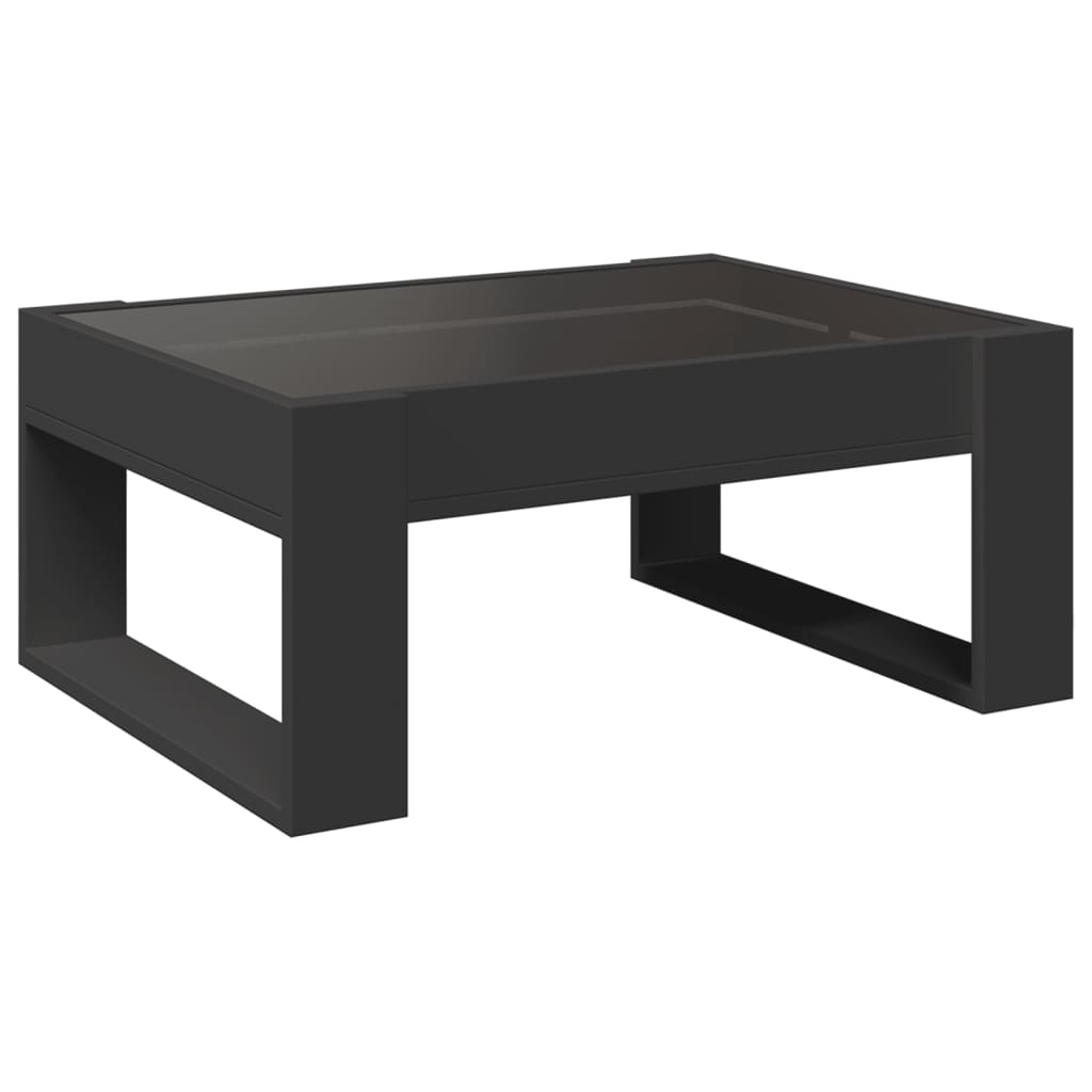 Salongbord Sofabord Svart med Infinity LED 70x53x30 cm