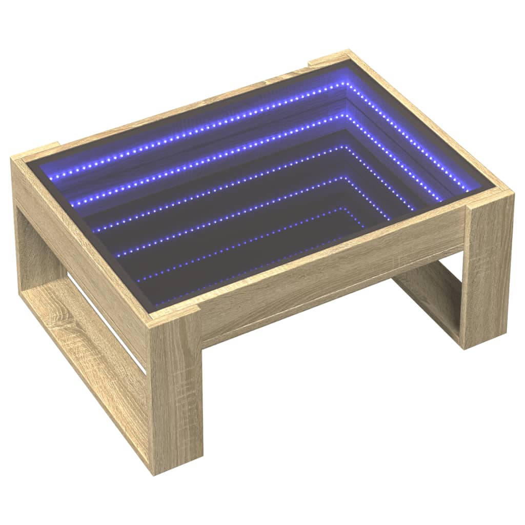 Salongbord Sofabord Sonoma Eik med Infinity LED 70x53x30 cm
