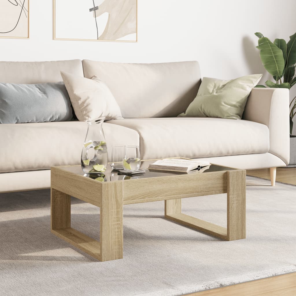 Salongbord Sofabord Sonoma Eik med Infinity LED 70x53x30 cm
