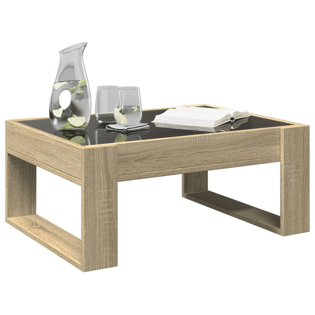 Salongbord Sofabord Sonoma Eik med Infinity LED 70x53x30 cm