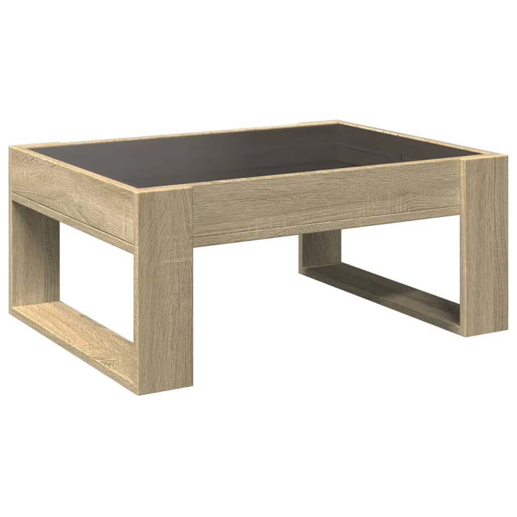 Salongbord Sofabord Sonoma Eik med Infinity LED 70x53x30 cm