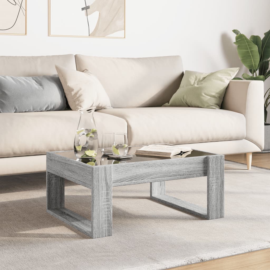 Salongbord Sofabord Sonoma Grå med Infinity LED 70x53x30 cm