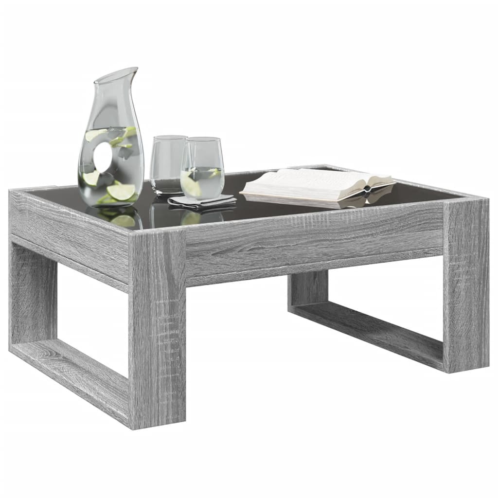 Salongbord Sofabord Sonoma Grå med Infinity LED 70x53x30 cm