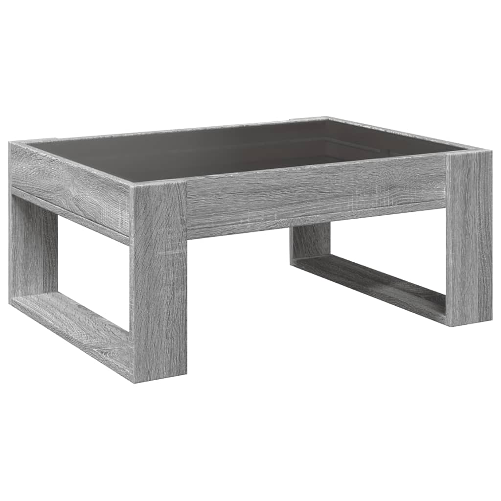 Salongbord Sofabord Sonoma Grå med Infinity LED 70x53x30 cm