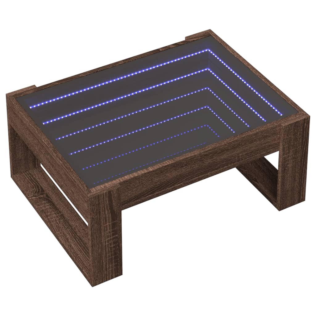 Salongbord Sofabord Brun Eik med Infinity LED 70x53x30 cm