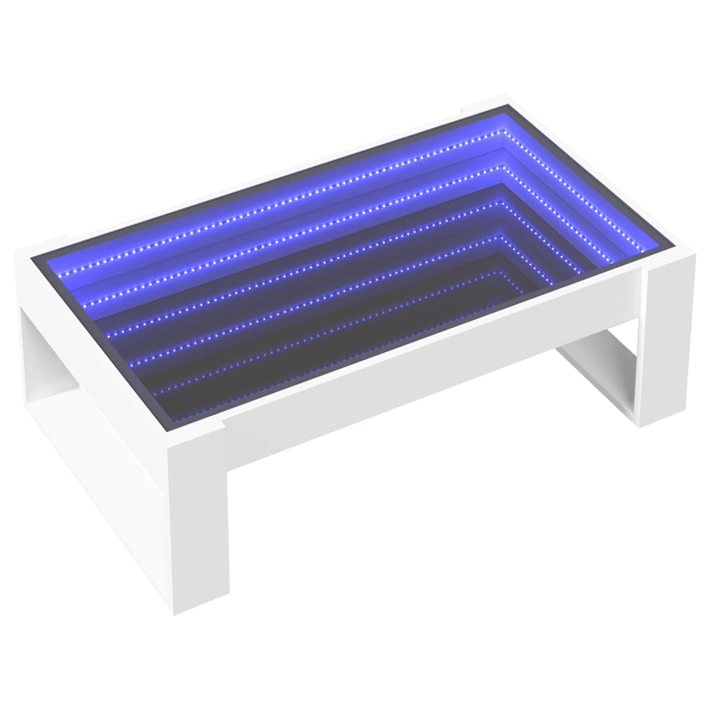 Salongbord Sofabord Hvit med Infinity LED 90x53x30 cm