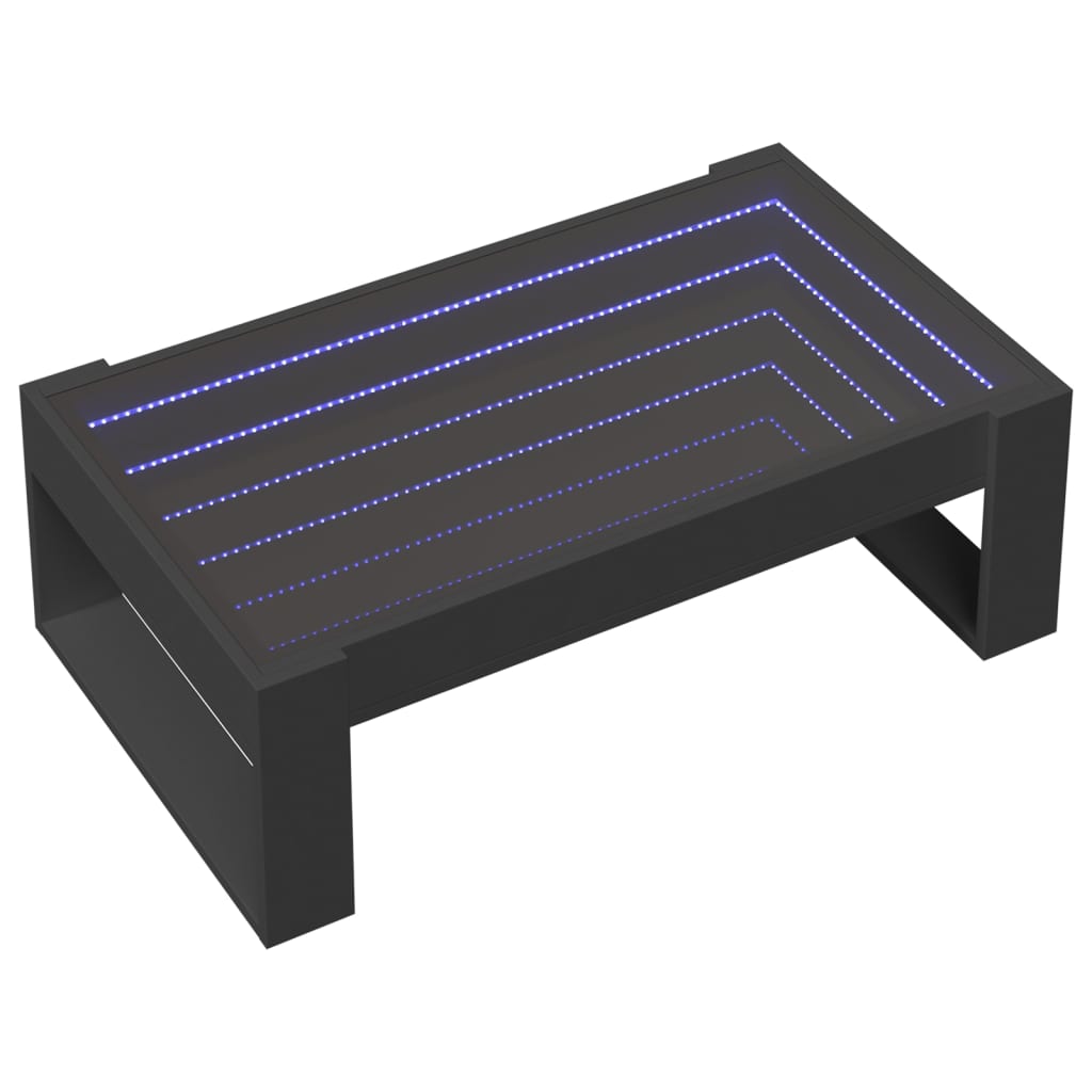 Salongbord Sofabord Svart med Infinity LED 90x53x30 cm