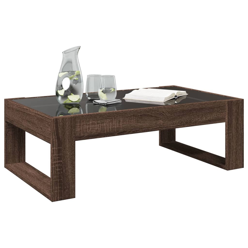 Salongbord Sofabord Brun med Infinity LED brun Eik 90x53x30 cm