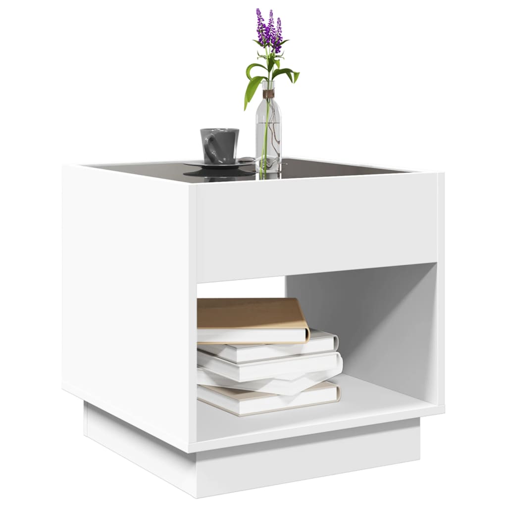 Salongbord Sofabord Hvit med Infinity LED 40x40x50 cm