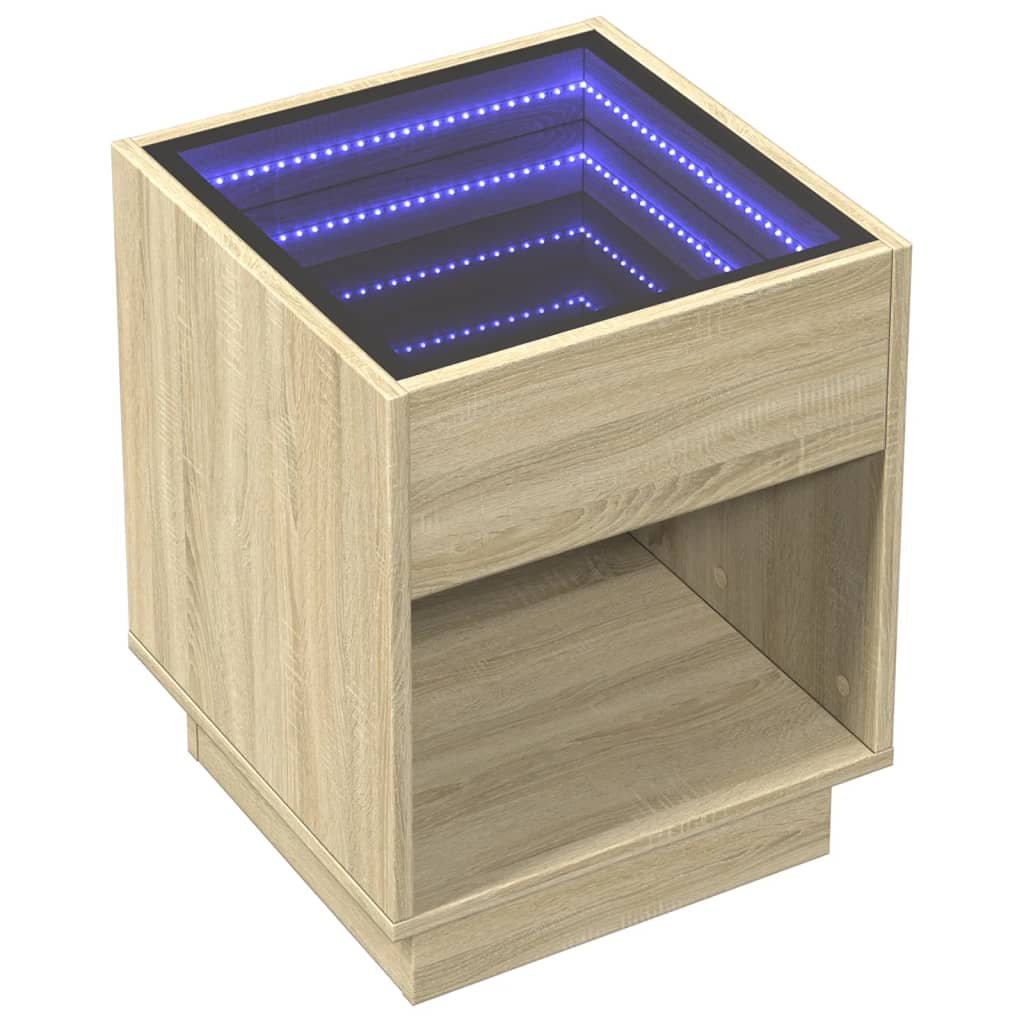 Salongbord Sofabord Sonoma Eik med Infinity LED 40x40x50 cm