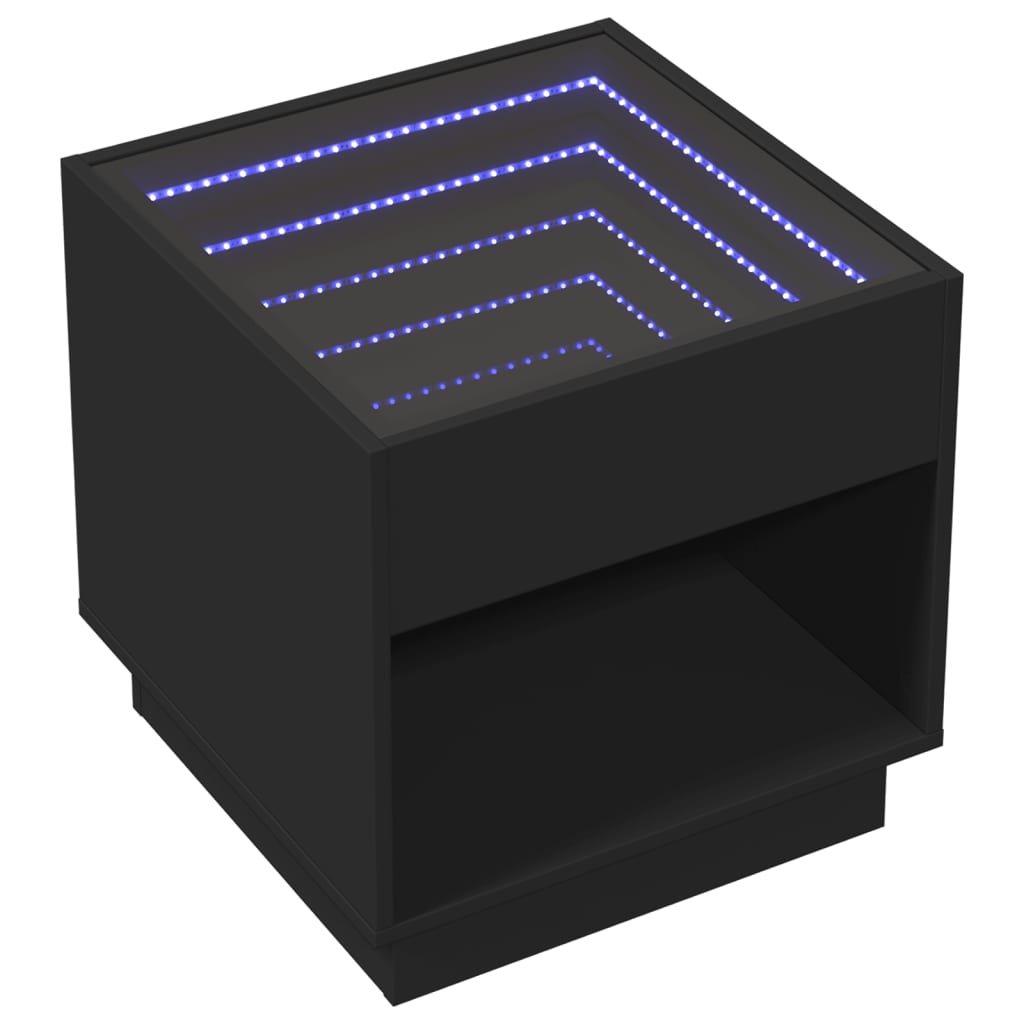 Salongbord Sofabord Svart med Infinity LED 50x50x50 cm
