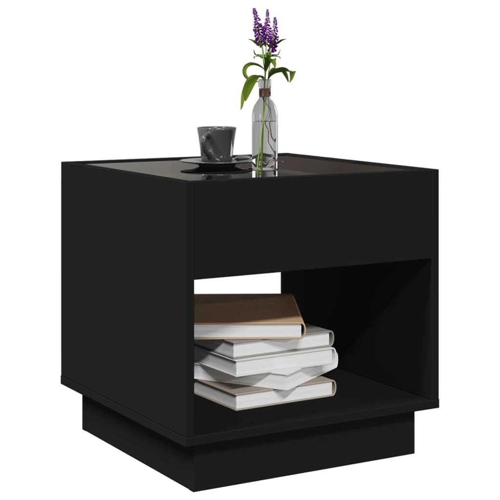 Salongbord Sofabord Svart med Infinity LED 50x50x50 cm