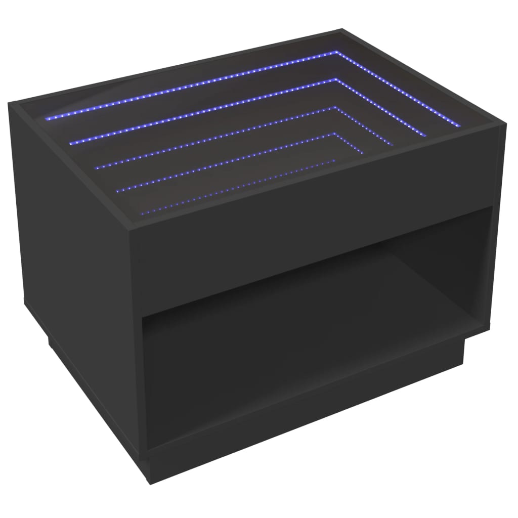 Salongbord Sofabord Svart med Infinity LED 70x50x50 cm