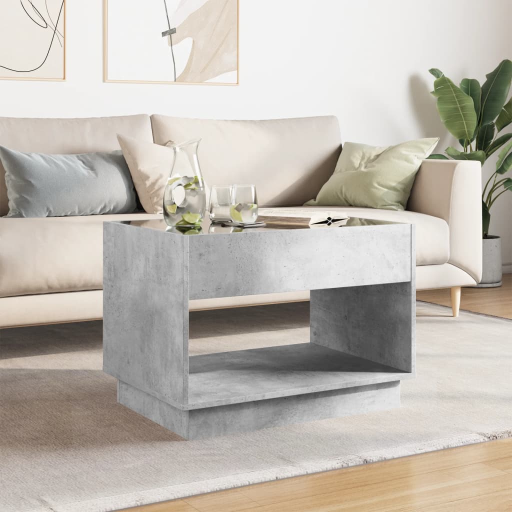 Salongbord Sofabord Betonggrå med Infinity LED 70x50x50 cm