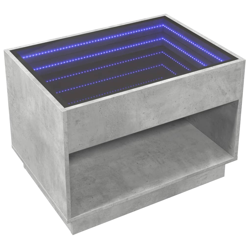 Salongbord Sofabord Betonggrå med Infinity LED 70x50x50 cm