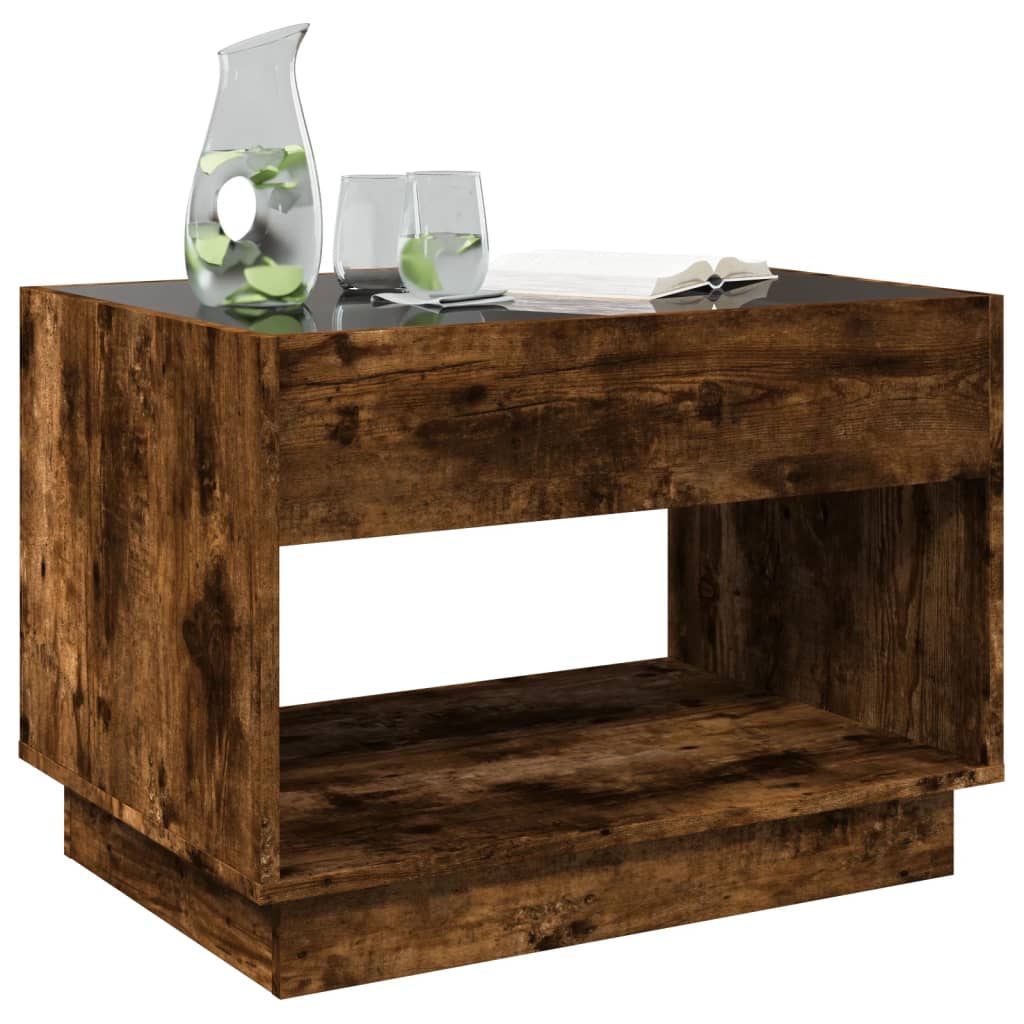 Salongbord Sofabord Røkt Eik med Infinity LED 70x50x50 cm