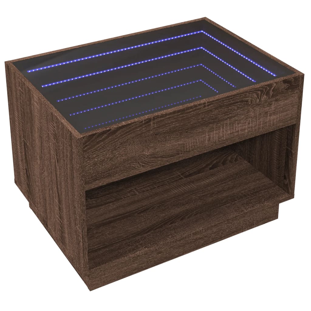 Salongbord Sofabord Brun Eik med Infinity LED 70x50x50 cm