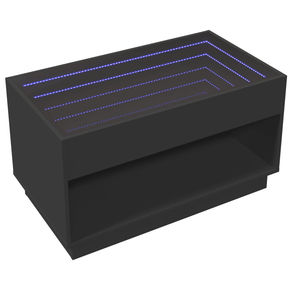 Salongbord Sofabord Svart med Infinity LED 90x50x50 cm