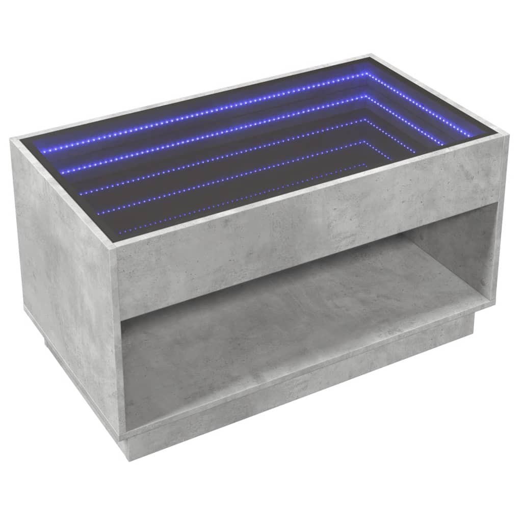 Salongbord Sofabord Betonggrå med Infinity LED 90x50x50 cm