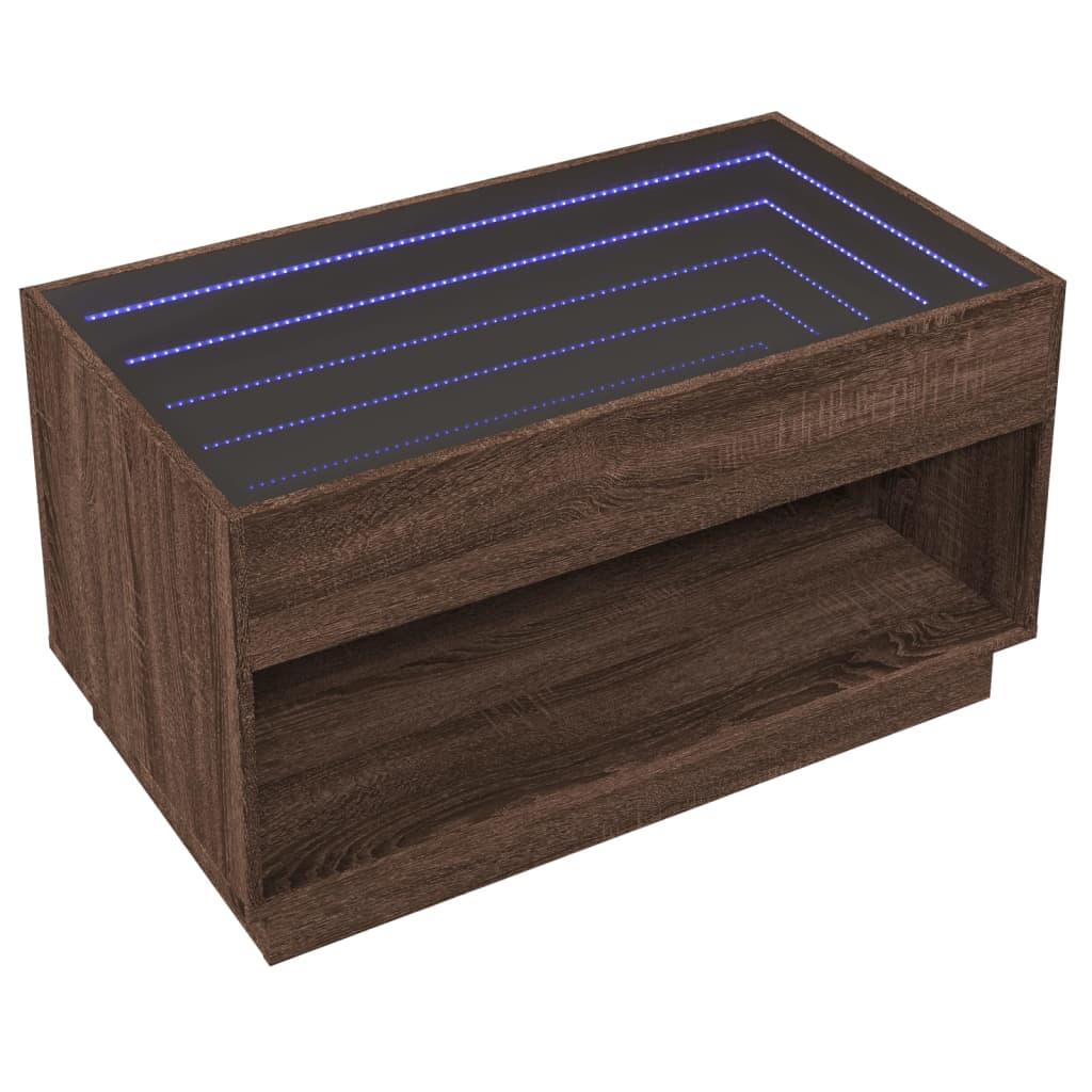 Salongbord Sofabord Brun Eik med Infinity LED 90x50x50 cm