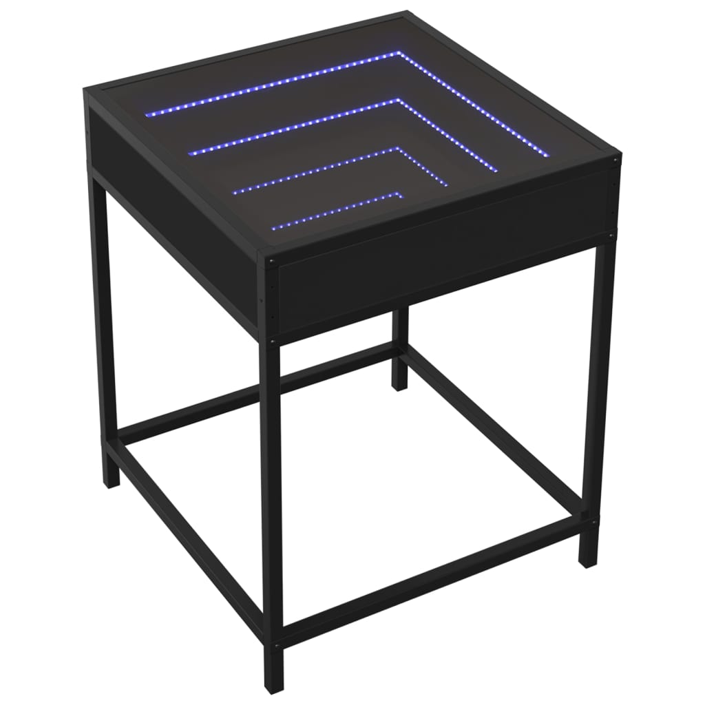 Salongbord Sofabord Svart med Infinity LED 40x40x51 cm