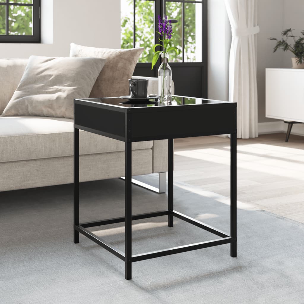 Salongbord Sofabord Svart med Infinity LED 40x40x51 cm