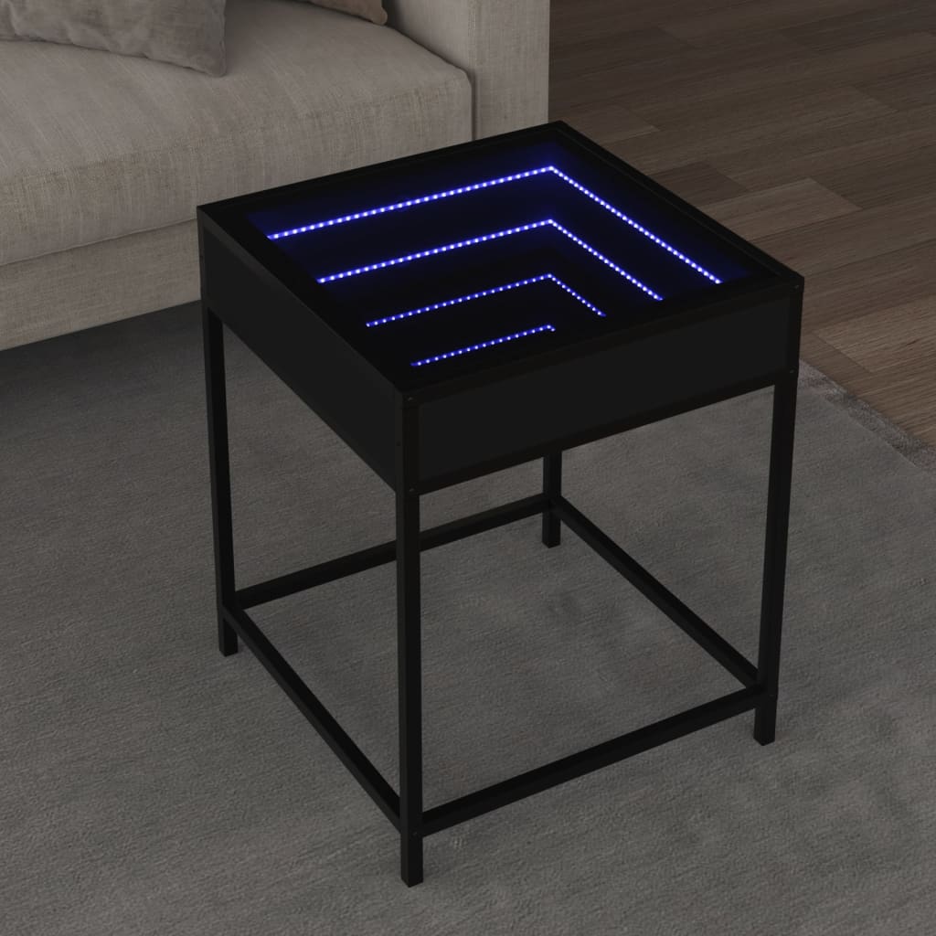 Salongbord Sofabord Svart med Infinity LED 40x40x51 cm