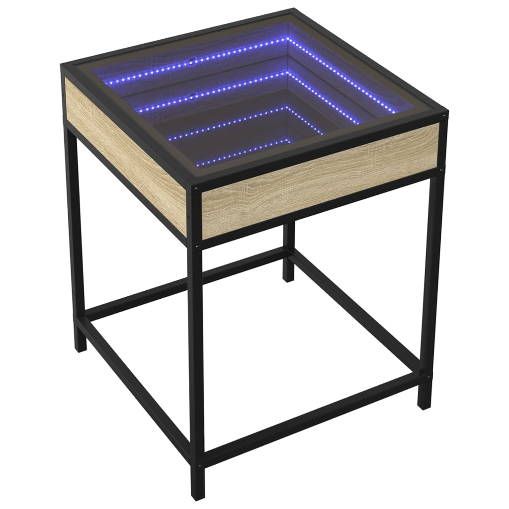 Salongbord Sofabord Sonoma Eik med Infinity LED 40x40x51 cm