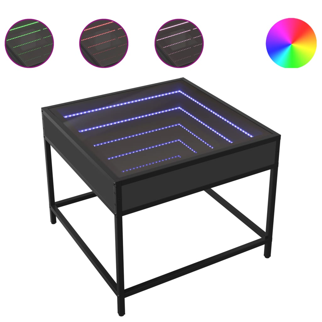 Salongbord Sofabord Svart med Infinity LED 50x50x41 cm