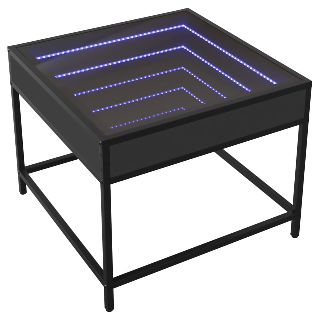 Salongbord Sofabord Svart med Infinity LED 50x50x41 cm