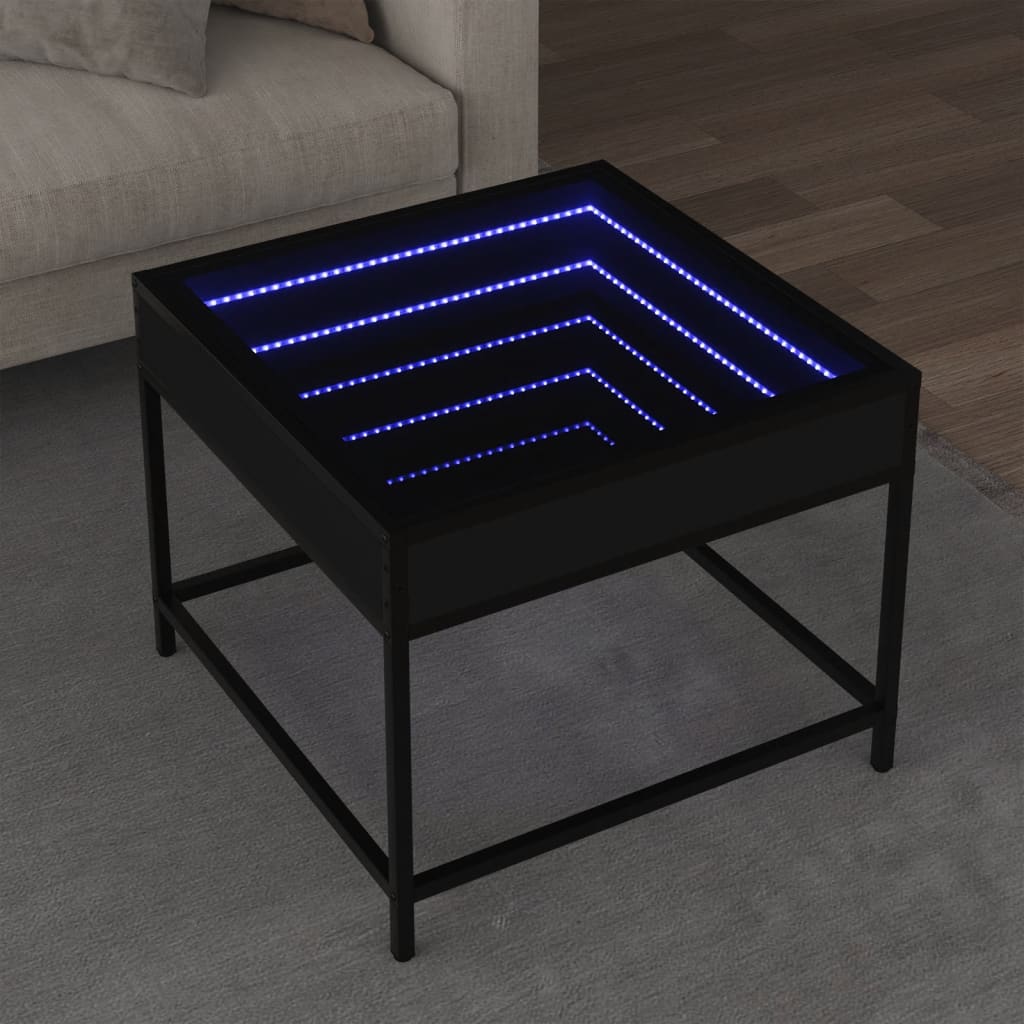Salongbord Sofabord Svart med Infinity LED 50x50x41 cm