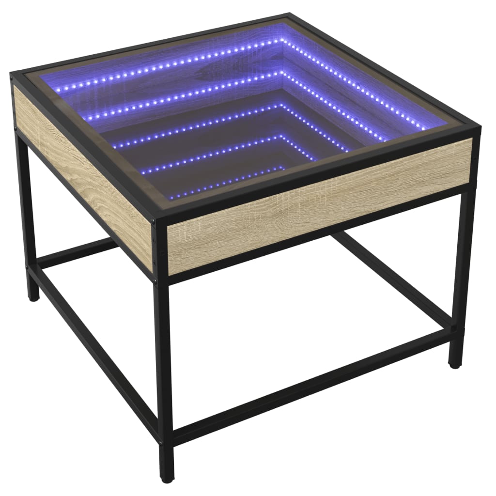 Salongbord Sofabord Sonoma Eik med Infinity LED 50x50x41 cm