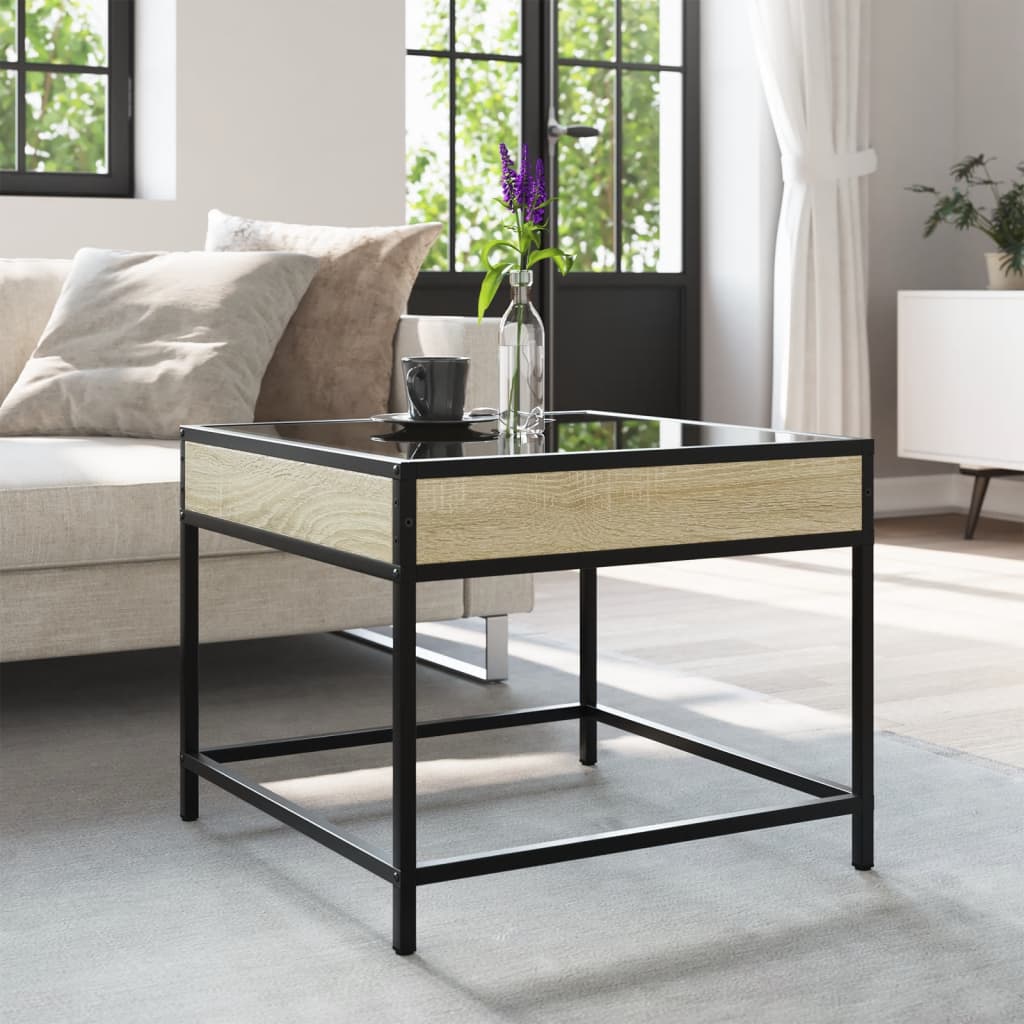 Salongbord Sofabord Sonoma Eik med Infinity LED 50x50x41 cm