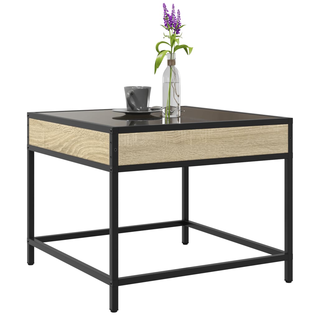 Salongbord Sofabord Sonoma Eik med Infinity LED 50x50x41 cm
