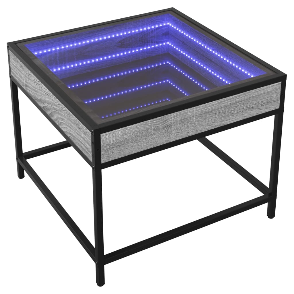 Salongbord Sofabord Sonoma Grå med Infinity LED 50x50x41 cm