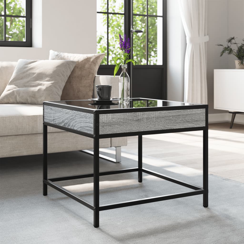 Salongbord Sofabord Sonoma Grå med Infinity LED 50x50x41 cm