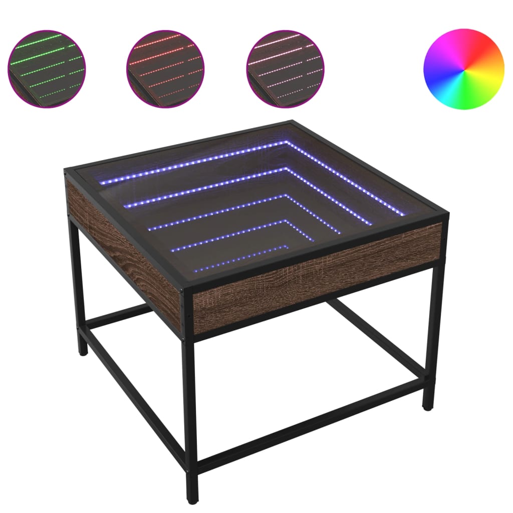 Salongbord Sofabord Brun Eik med Infinity LED 50x50x41 cm